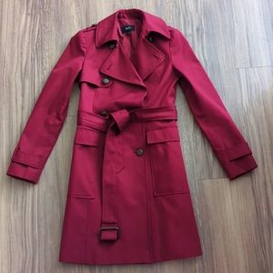 EUC Sz 32 (XS- 0-2 US) G2000 Burgundy cotton/poly blend trench coat